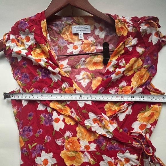 & Other Stories Floral Wrap Dress Red  Flower pattern Size 4 Los Angeles - Picture 10 of 10